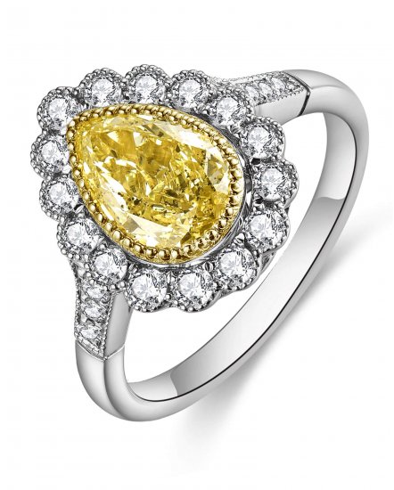 MULTI TONE PEAR DIAMOND ENGAGEMENT RING (TR5030)